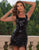 Sparkly Black Bodycon Square Neck Backless Homecoming Dress with Fringes