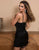 Black Bodycon Spaghetti Straps Short Homecoming Dress with Fringe