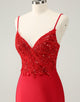 Sparkly Red Bodycon Spaghetti Straps Homecoming Dress with Sequins