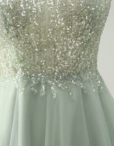 Dusty Green Halter Sequins A Line Homecoming Dress