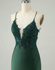 Glitter Dark Green Tight V Neck Beaded Homecoming Dress