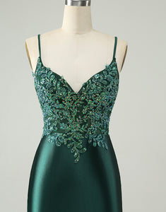 Glitter Dark Green Tight V Neck Short Homecoming Dress with Sequins