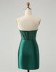 Dark Green Bodycon Strapless Corset Short Homecoming Dress