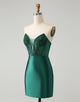 Dark Green Bodycon Strapless Corset Short Homecoming Dress