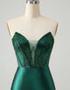 Dark Green Bodycon Strapless Corset Short Homecoming Dress