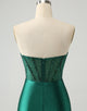 Dark Green Bodycon Strapless Corset Short Homecoming Dress