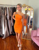 Bodycon One-Shoulder Orange Homecoming Dress