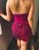 Fuchsia Sequin Bodycon Strapless Homecoming Dress