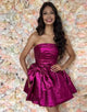 Charming Brown A-Line Homecoming Dress with Adorable Waist Bow