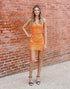 Sparkly Orange Bodycon Homecoming Dress with Backless Crisscross Straps