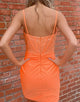 Sparkly Orange Bodycon Homecoming Dress with Spaghetti Straps
