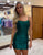 Sparkling Dark Green Spaghetti Straps Bodycon Homecoming Dress