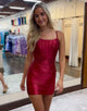 Sparkling Dark Red Spaghetti Straps Bodycon Homecoming Dress