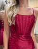 Sparkling Dark Red Spaghetti Straps Bodycon Homecoming Dress