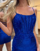 Sparkling Royal Blue Spaghetti Straps Bodycon Homecoming Dress