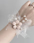 Blush Wedding Wrist Corsage with Beading