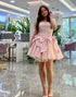 Charming Strapless Pink A-Line Homecoming Dress with Bow Detail