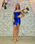 Elegant Royal Blue Satin Ruched Strapless Homecoming Dress