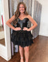 Black A-Line Strapless Homecoming Dress with Backless