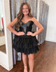 Black A-Line Strapless Homecoming Dress with Backless