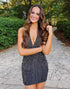 Glitter Black Halter Bodycon Homecoming Dress