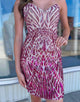 Chic Shiny Sequin Heart Neck Bodycon Homecoming Dress in Fuchsia