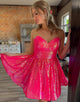 Sparkly Fuchsia A-Line Strapless Homecoming Dress