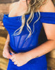 Shiny Royal Blue Off-Shoulder Bodycon Homecoming Dress with Sexy Sheer Waist