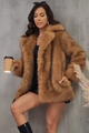 Brown Medium and Long Keep Warm Plush Fluffy Fur Women Winter Coat