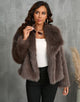 Coffee Lapel Keep Warm Plush Fluffy Short Women Winter Coat