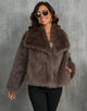 Coffee Lapel Keep Warm Plush Fluffy Short Women Winter Coat