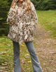 Leopard Print Lapel Keep Warm Plush Fluffy Medium Women Winter Coat with Belt