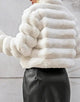 Fashion White Warm Plush Long Sleeve Short Women Winter Coat