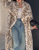 Leopard Print Lapel Warm Plush Thickening Fur Women Winter Long Coat