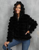 Black Hooded Short Warm Plush High quality Fluffy Fur Women Winter Coat