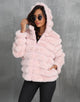 Black Hooded Short Warm Plush High quality Fluffy Fur Women Winter Coat