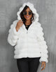 Black Hooded Short Warm Plush High quality Fluffy Fur Women Winter Coat