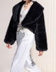 Black Lapel Short Warm High quality Fluffy Fur Women Winter Coat