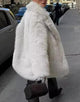 Grey Lapel High quality Warm Fluffy Fur Women Winter Long Coat