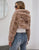 Khaki Hooded High quality Fashion Warm Fluffy Fur Women Winter Short Coat