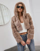 Khaki Hooded High quality Fashion Warm Fluffy Fur Women Winter Short Coat