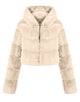 Khaki Hooded High quality Fashion Warm Fluffy Fur Women Winter Short Coat