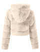 Khaki Hooded High quality Fashion Warm Fluffy Fur Women Winter Short Coat