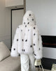 White New Imitation Fox Fur Loose Hooded Warm Lambswool Women Coat