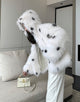 White New Imitation Fox Fur Loose Hooded Warm Lambswool Women Coat