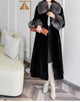 Black New Fox Fur Collar Long Velvet Casual Warm Fur Women Coat