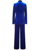 Royal Blue Velvet Notched Lapel Single Button Women Suit