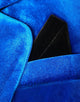 Royal Blue Velvet Notched Lapel Single Button Women Suit