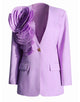 Fashion Purple Flower Single Buckle Women Slim Fit Suit