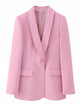 Pink Shawl Lapel Single Buckle 2 Pieces Women Suit